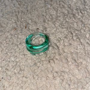 Green and clear Venetian glass ring